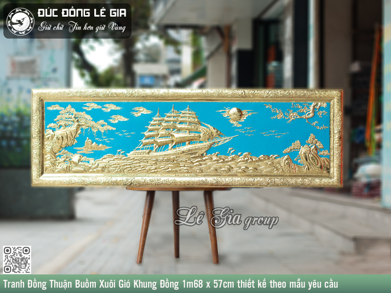 Tranh Thuận Buồm Xuôi Gió khung đồng 1m68 x 57cm