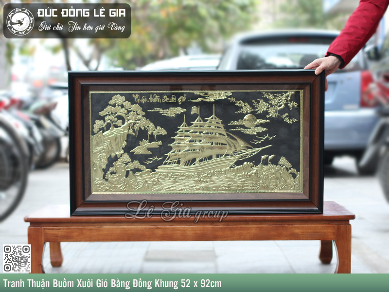 Tranh Thuận Buồm Xuôi Gió Bằng Đồng 52 x 92cm- Tranh đồng tặng tân gia, khai trương