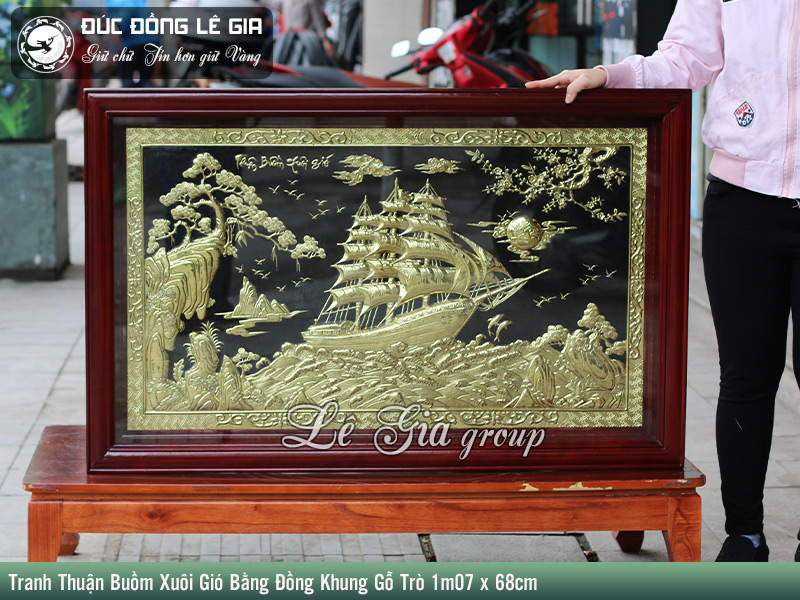 Tranh Thuận Buồm Xuôi Gió khung gỗ trò 1m07 x 68cm
