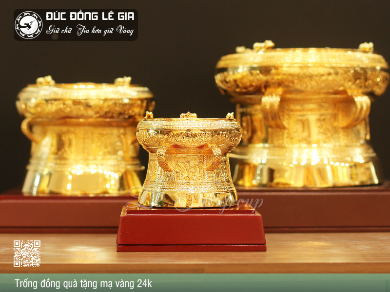 Ảnh Báo giá trống đồng lưu niệm mạ vàng 24k- Mua Trống đồng quà tặng