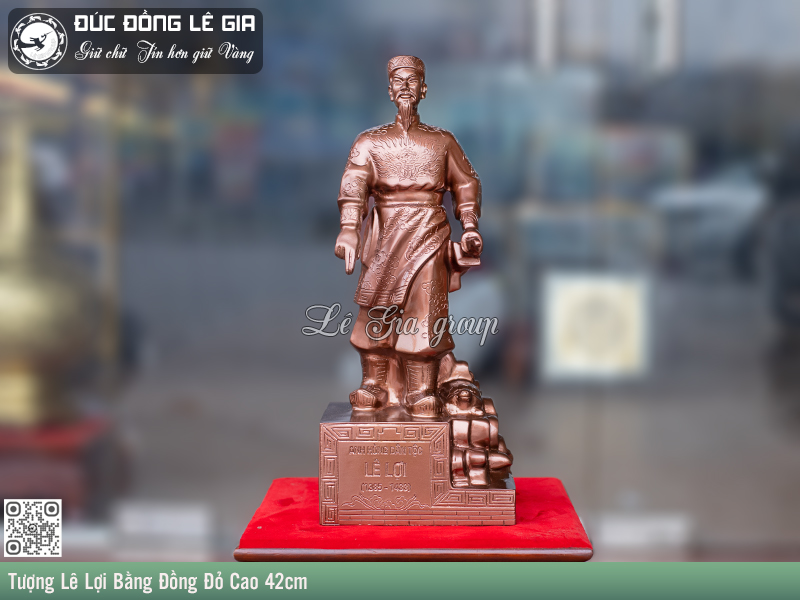 Tượng Lê Lợi Bằng Đồng Đỏ Cao 42cm